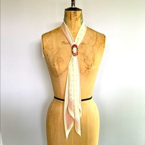 Cream Scarf with Vintage Belt Buckle